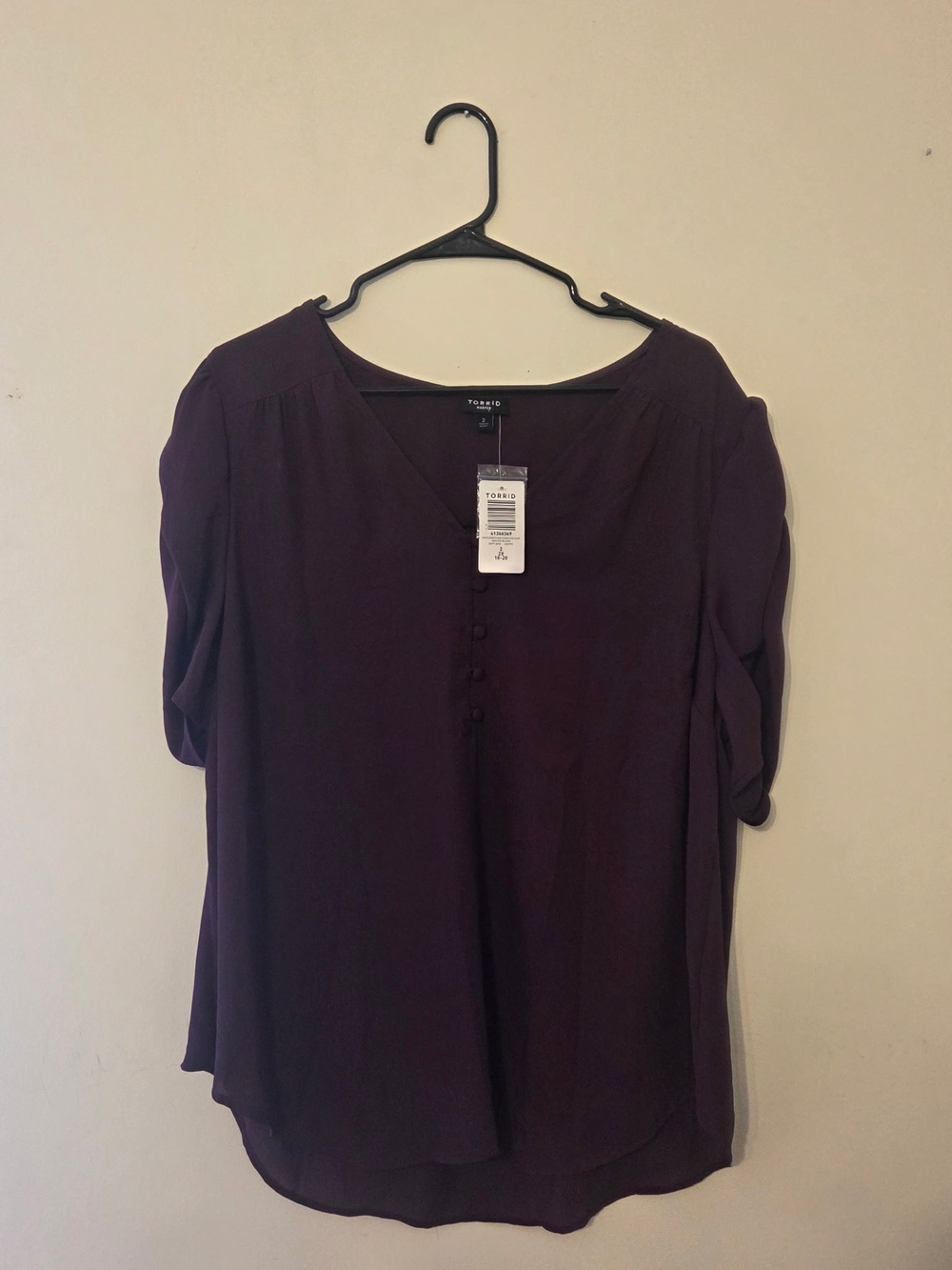 torrid Deep Plum V-Neck Button Front Blouse